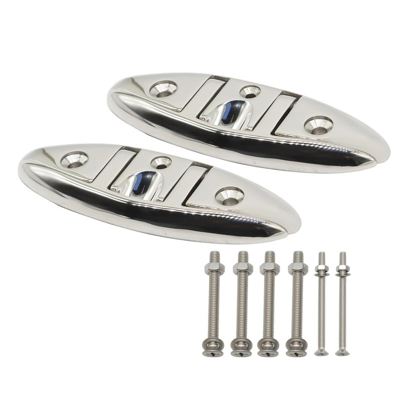Jecoupoon 4-1/2" 5" 6" 8" Marine Boat Dock Cleats 316 Stainless Flip Up Cleats Folding Cleat with Screws and Nuts (5" 2pcs) - Image 1